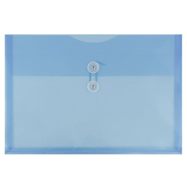 JAM Paper & Envelope Plastic Envelopes, 9.8x14.5, Blue, Button String