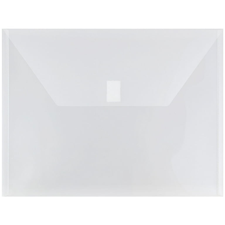 JAM Paper & Envelope Plastic Envelopes, Letter Booklet Hook and Loop  Closure, 9 3/4 x 13, Clear, 12 Pack