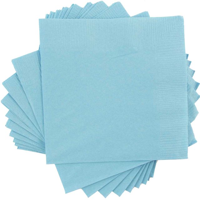 JAM Paper & Envelope Small Beverage Napkins, 5x5, Sea Blue, 40/Pack