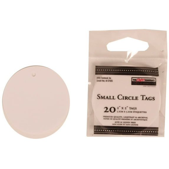 JAM Paper & Envelope Small Circle Off-White Paper Gift Tags, 2" x 2" x 2" (20 Count)