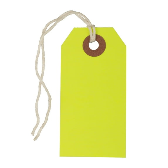 JAM Paper Small Neon Green Paper Gift Tags, with String 3 1/4 x 1 5/8 x 2 (10 Count)