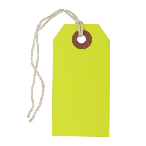 JAM Paper Small Neon Green Paper Gift Tags, with String 3 1/4 x 1 5/8 x 2 (10 Count)