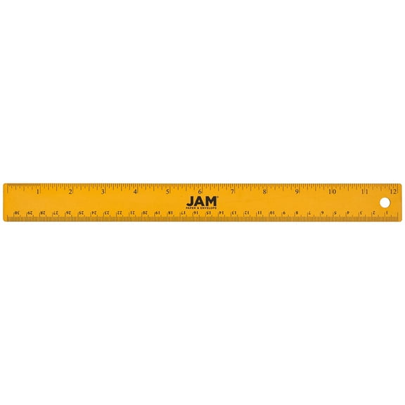 JAM Paper Stainless Steel Ruler, 12 in, Cork Backing, Gold Metallic, 1 per Pack