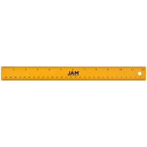 JAM Paper Stainless Steel Ruler, 12 in, Cork Backing, Gold Metallic, 1 per Pack