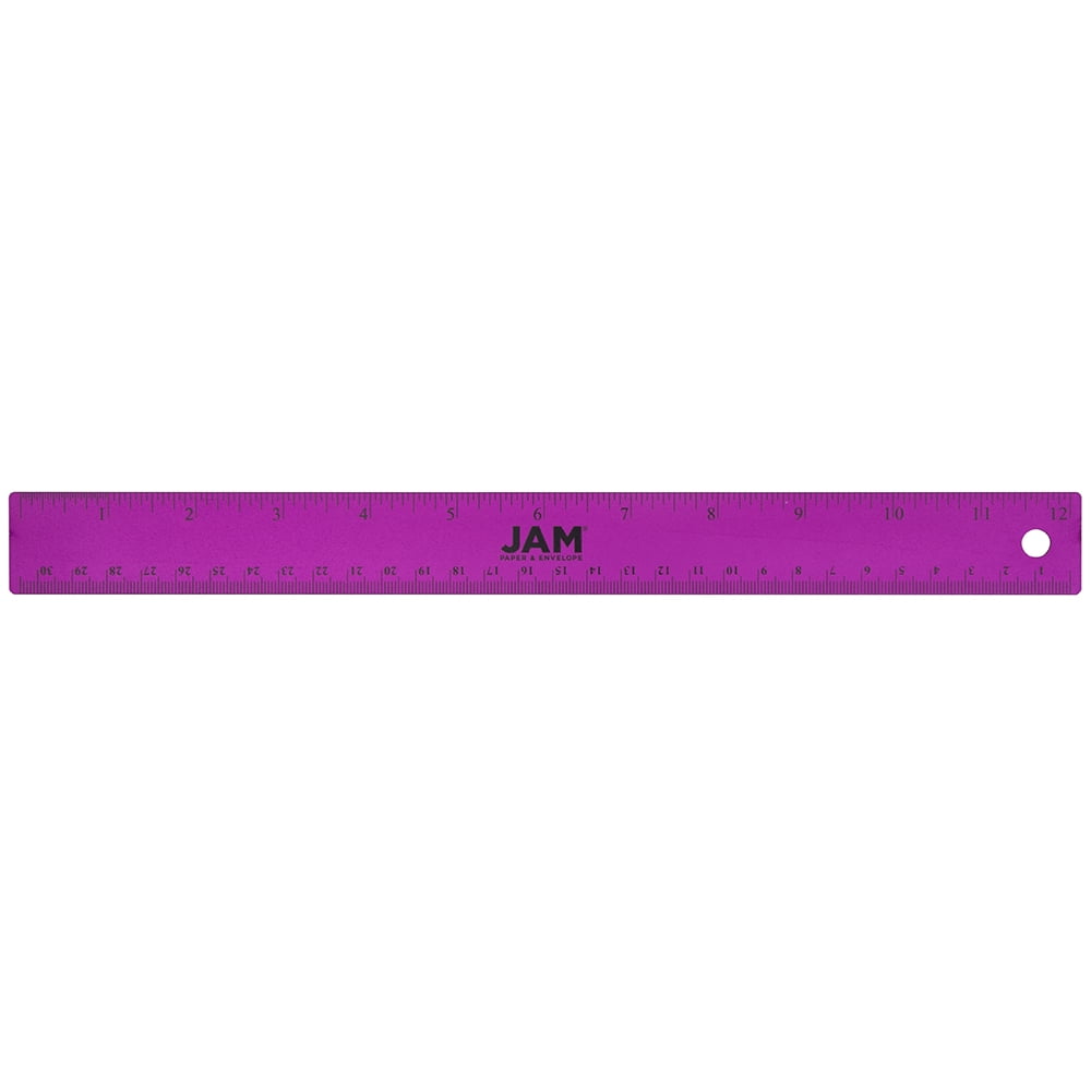 JAM Paper Stainless Steel Ruler, 12 in, Cork Backing, Purple Metallic ...