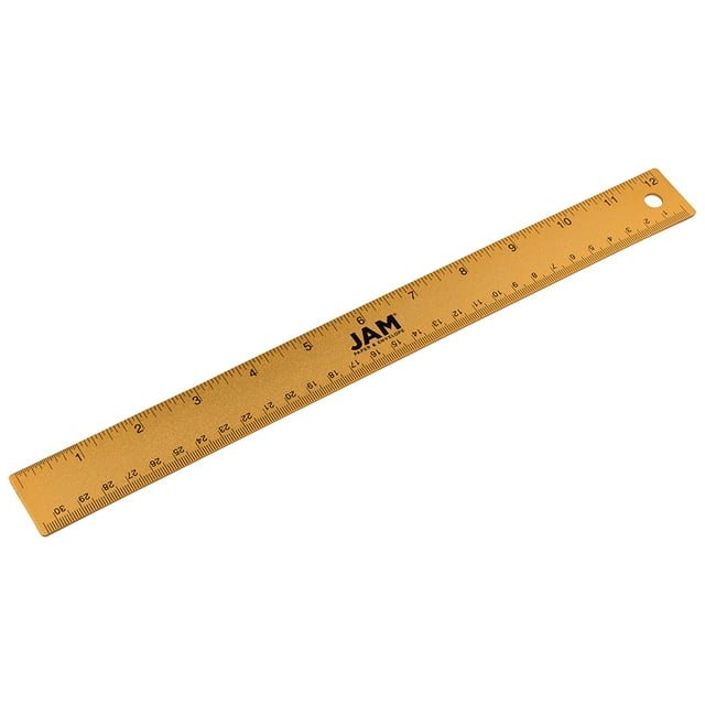JAM Paper Stainless Steel Ruler, 12in, Cork Backing, Gold Metallic, 12 ...