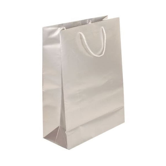 JAM Paper Foil Gift Bags, X, Large, 12.5x17x5.5, 100/Pack, Silver