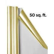 JAM Paper Foil Wrapping Paper, 50 Sq. ft Total, Gold Metallic, 2 Rolls