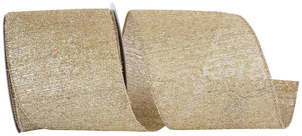 JAM Paper Frizzette Metallic Christmas Ribbon, Gold, 4in x 10yd, 1/Pack