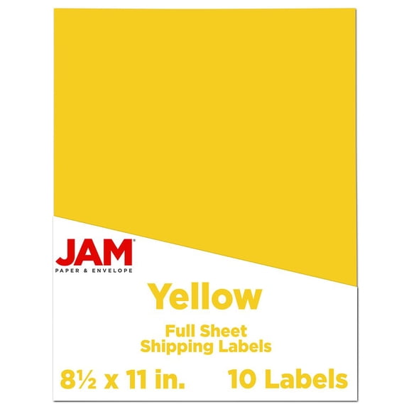 JAM Paper Full Page Labels, 8 1/2 x 11, Yellow, 10/Pack