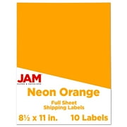 JAM Paper Full Page Labels Stickers, 8 1/2 x 11, Neon Orange, 10 per Pack