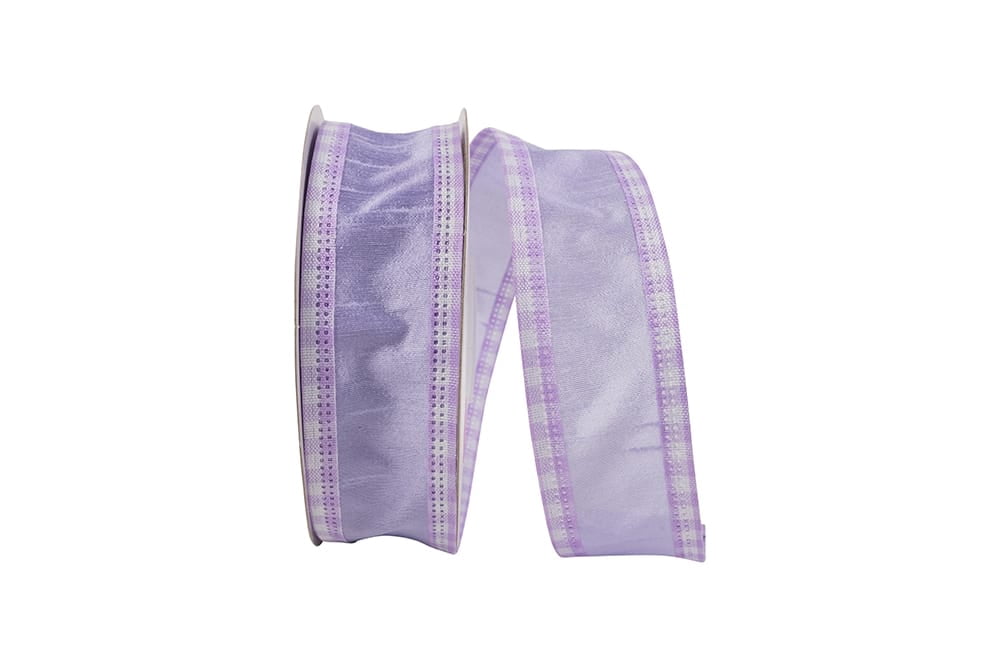 JAM Paper Geometrics Checks Gingham Dupioni, Lavender, 1.5in x 20yd, 1/Pack