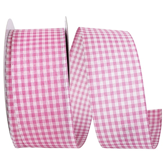 JAM Paper Geometrics Checks Gingham Great, Pink, 2.5in x 50yd, 1/Pack