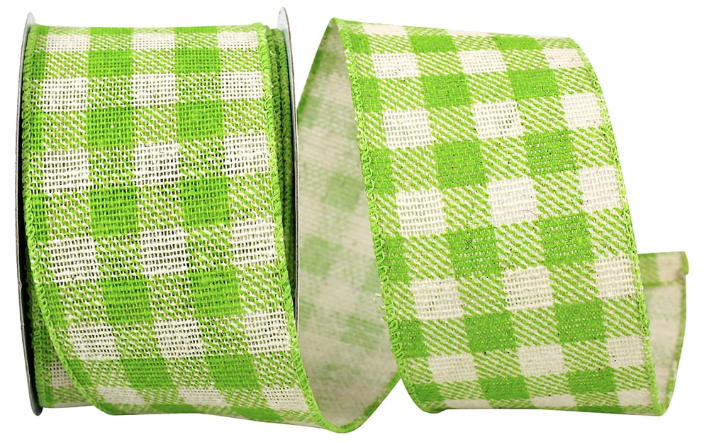 JAM Paper Geometrics Checks Gingham Hopsack, Lime, 2.5in x 10yd, 1/Pack