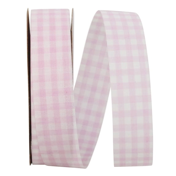 JAM Paper Geometrics Checks Gingham, Pink, 7/8in x 25yd, 1/Pack