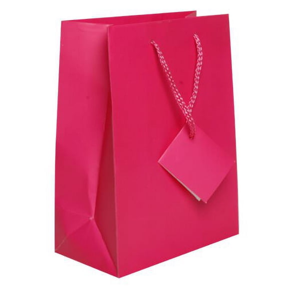 JAM Paper® Gift Bags - Medium - 8 x 10 x 4 - Hot Pink Matte - Sold Individually
