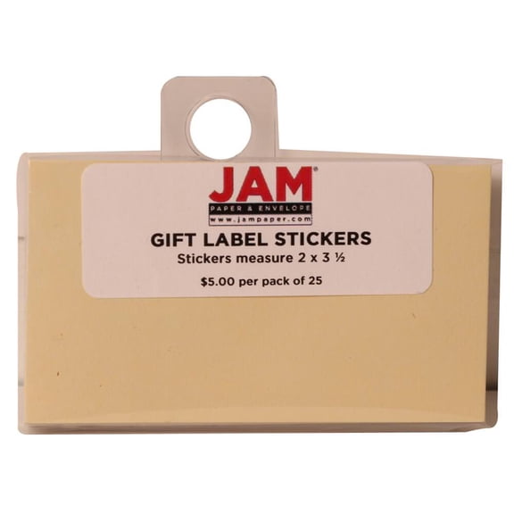 JAM Paper Gift Label Stickers, 2 in x 3 1/2 in, Ivory, 25 per Pack