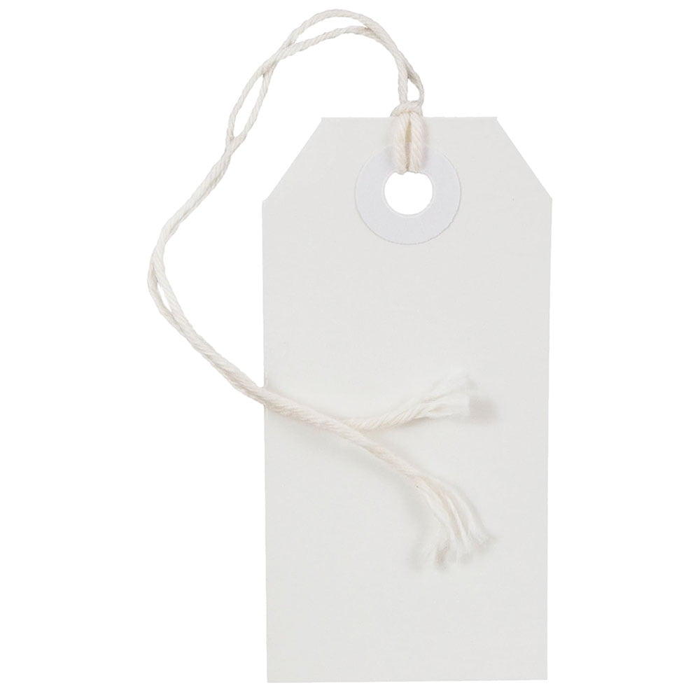 JAM Paper Gift Tags with String, Small, 3 1/4 x 1 5/8, White, 100/pack 