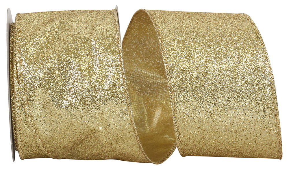 Gold Sparkle Metallic Christmas Ribbon (2 1/2 Inch x 10 Yards), JAM Paper