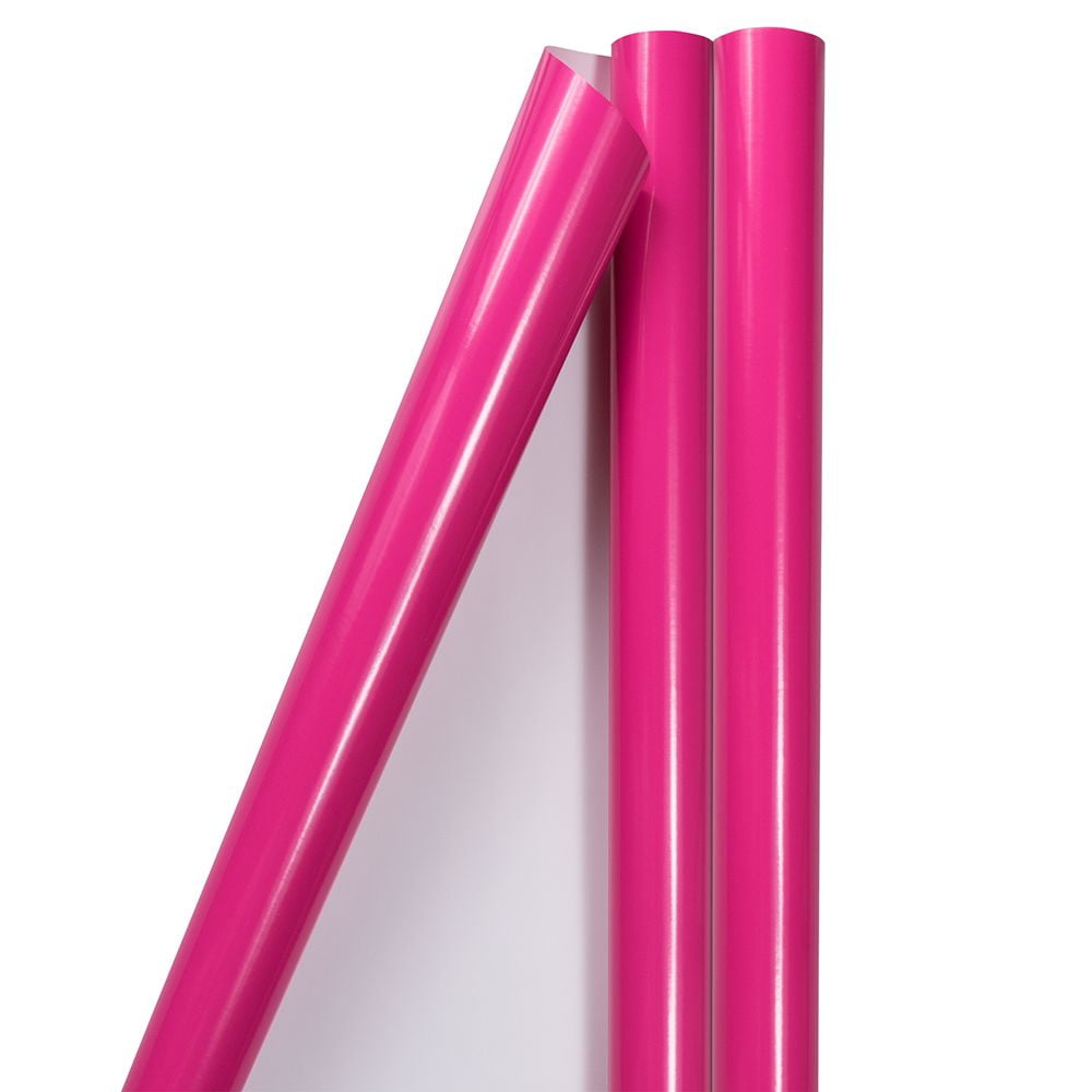 JAM Paper Glossy Fuchsia Pink Wrapping Paper, All Occasion, 25 Sq. ft., 2/Pack