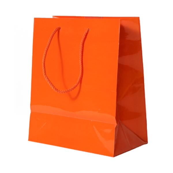 JAM Paper Glossy Gift Bags, 8 x 10 x 4, Orange, 3/Pack, Medium