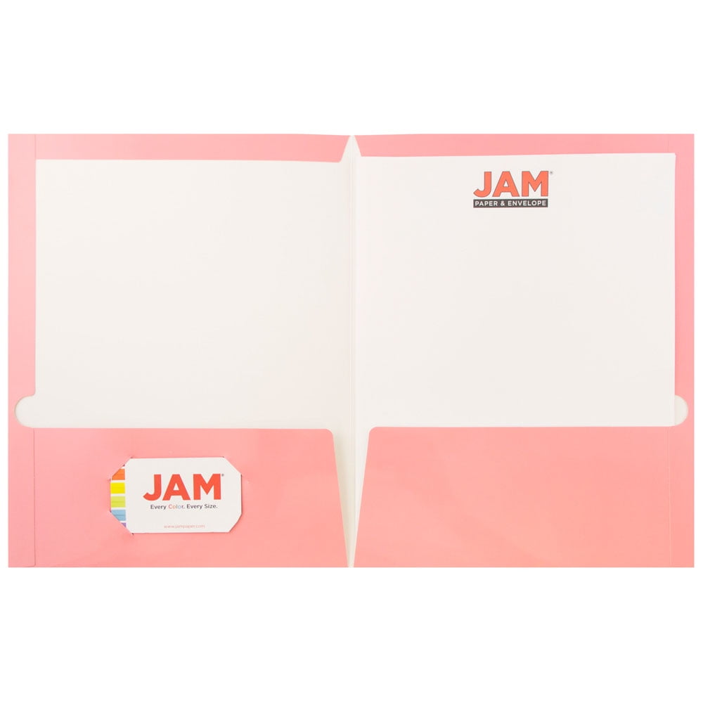 JAM Paper Glossy Two Pocket Folders, Baby Pink, 25 per Pack