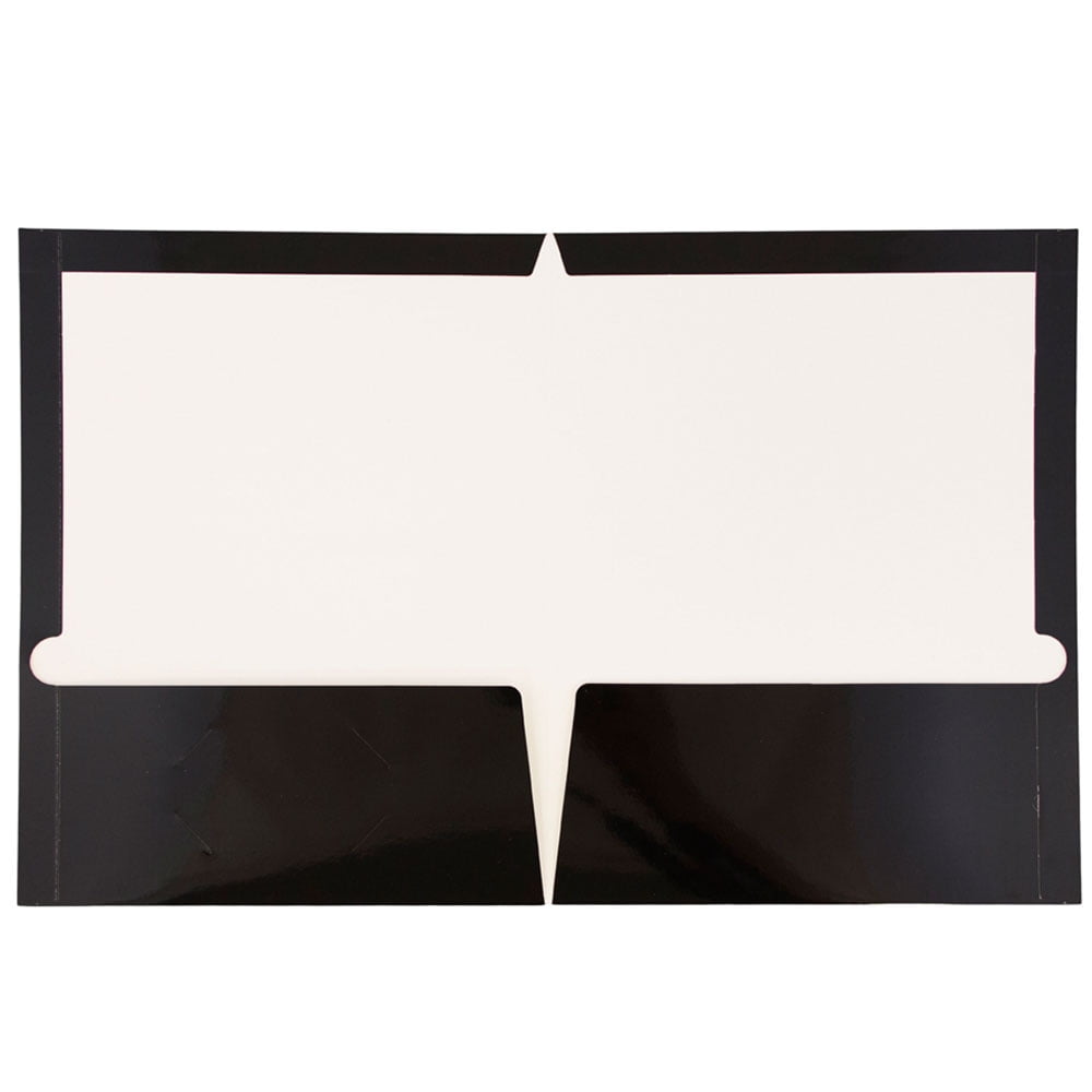 JAM Paper Glossy Two Pocket Folders, Black, 25 per Pack