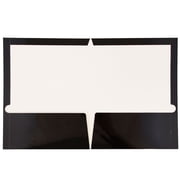 JAM Paper Glossy Two Pocket Folders, Black, 25 per Pack