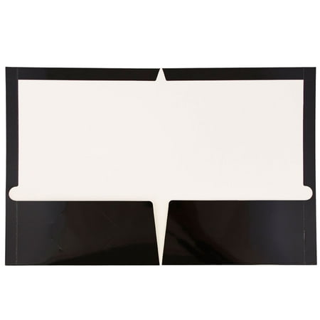 JAM Paper Glossy Two Pocket Folders, Black, 25 per Pack