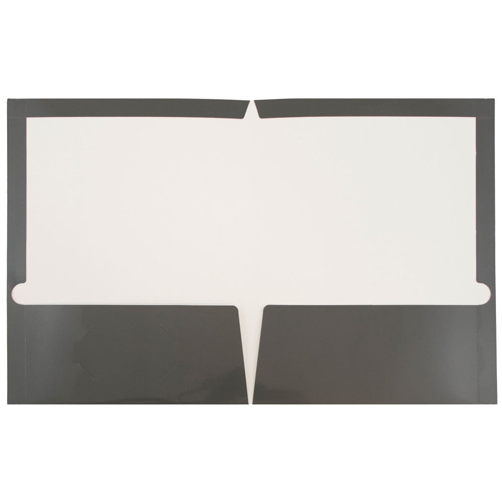 JAM Paper Glossy Two Pocket Folders, Gray, 50 per Pack