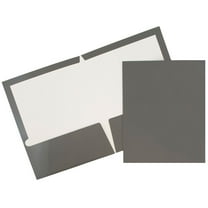 JAM Paper Glossy Two Pocket Folders, Grey, 100/Pack