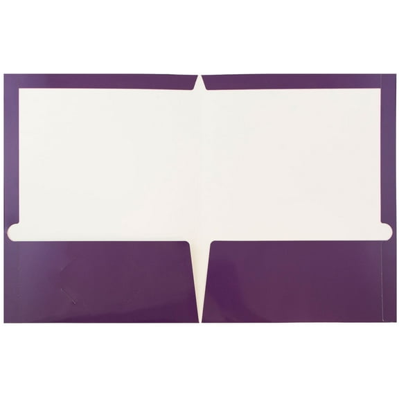 JAM Paper Glossy Two Pocket Folders, Purple, 25 per Pack