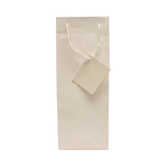JAM Paper Glossy Wine Bag, 5 x 12.75 x 4, White, 1/Pack