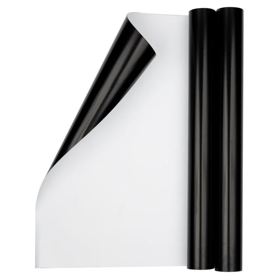 JAM Paper Glossy Wrapping Paper, 52.6 sq ft Total (17 in x 18 ft Each), Glossy Black, 2 Rolls/Pack
