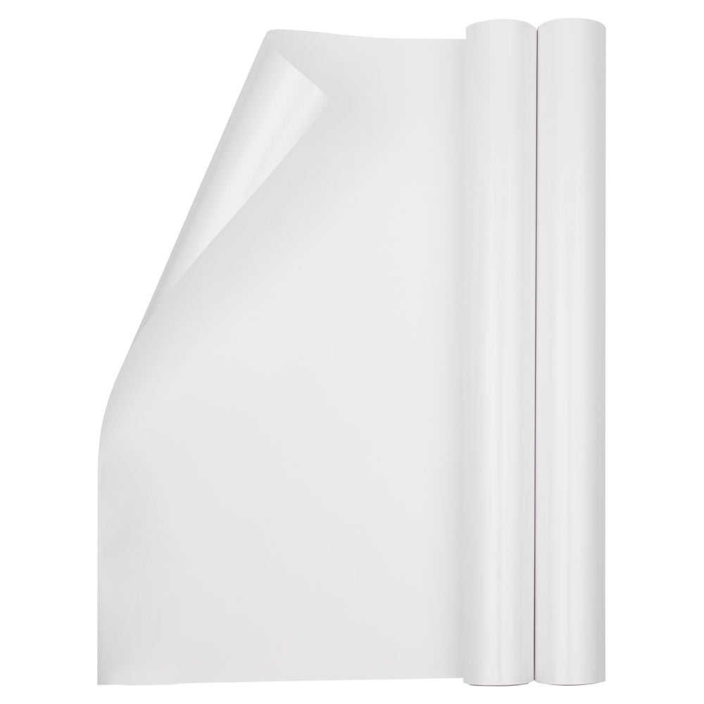 JAM Paper Glossy Wrapping Paper, 52.6 sq ft Total (17 in x 18 ft Each), Glossy White, 2 Rolls/Pack