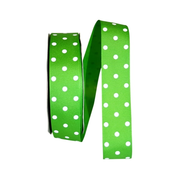 JAM Paper Grosgrain Polka Dot All Occasion Apple Green Polyester Ribbon, 1800" x 1.5"