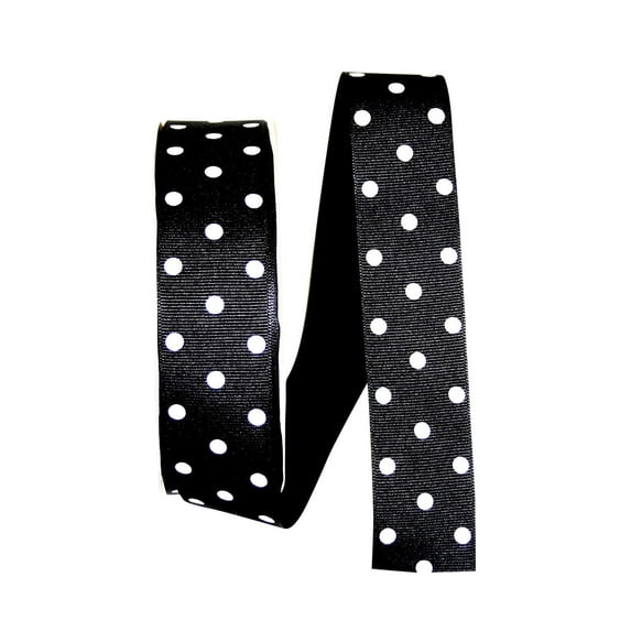 JAM Paper Grosgrain Polka Dot All Occasion Black Polyester Ribbon, 1800 x 1.5