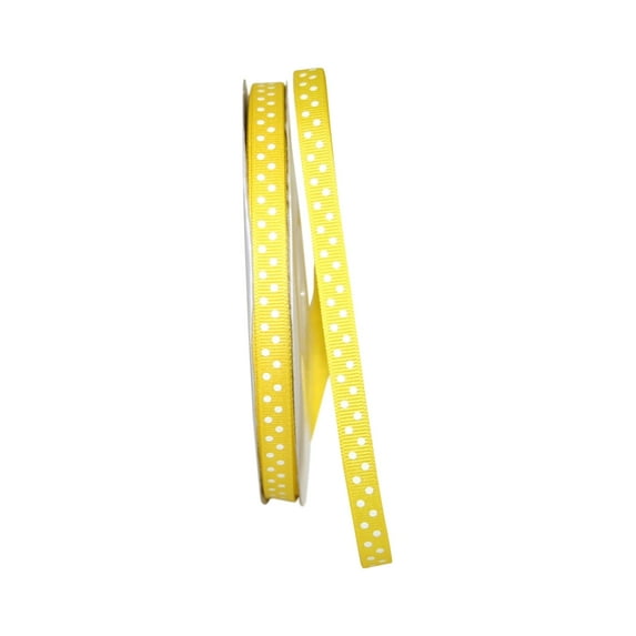 JAM Paper Grosgrain Polka Dot All Occasion Lemon Polyester Ribbon, 1800" x 0.37"