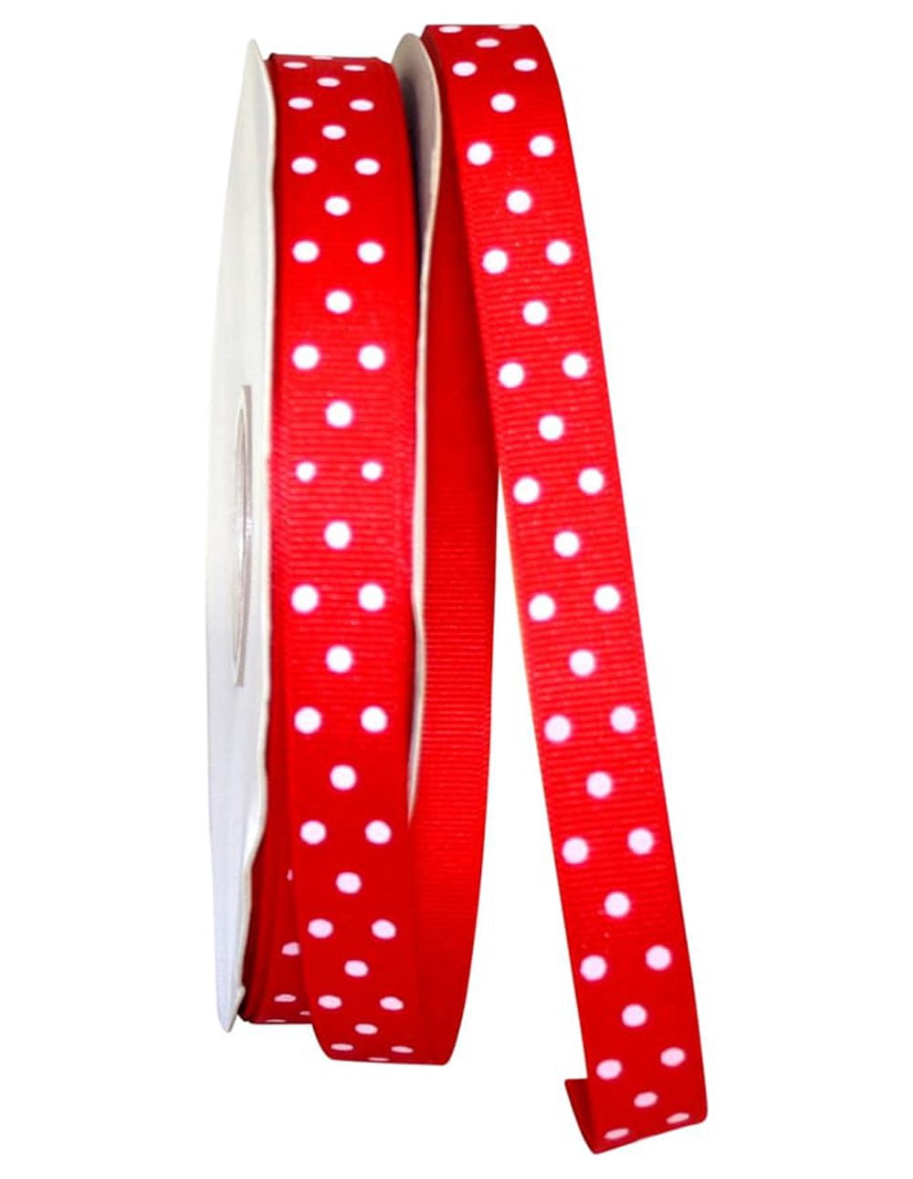 JAM Paper Grosgrain Polka Dot All Occasion Red Polyester Ribbon, 1800" x 0.62"