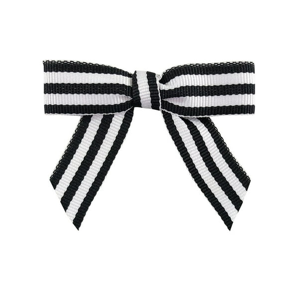 JAM Paper Grosgrain Twist Tie Bow, Black & White, 5/8 inches, 100/Pack