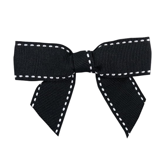 JAM Paper Grosgrain Twist Tie Bows, Black & White, 7/8 inches, 100/Pack