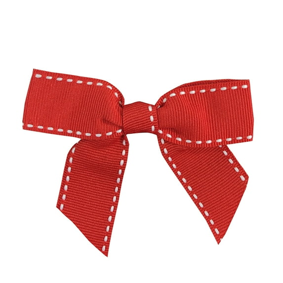 JAM Paper Grosgrain Twist Tie Bows, Red & White, 7/8 inches, 100/Pack