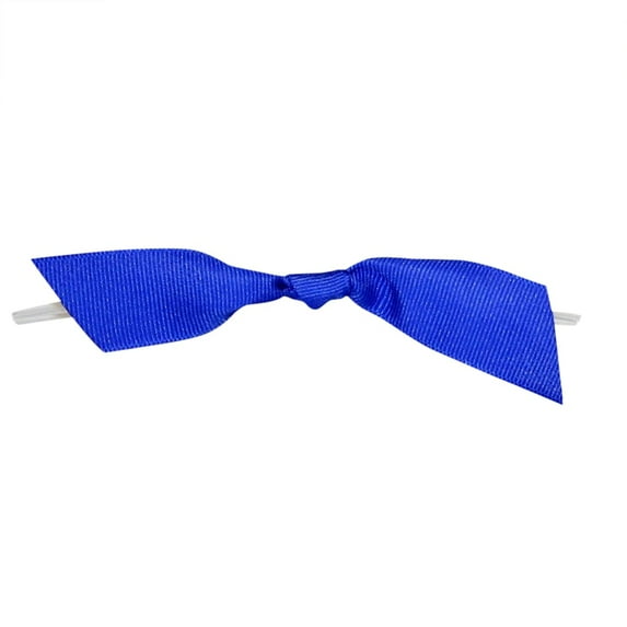 JAM Paper Grosgrain Twist Tie Flair Bows, Royal Blue, 7/8 in, 100/Pack