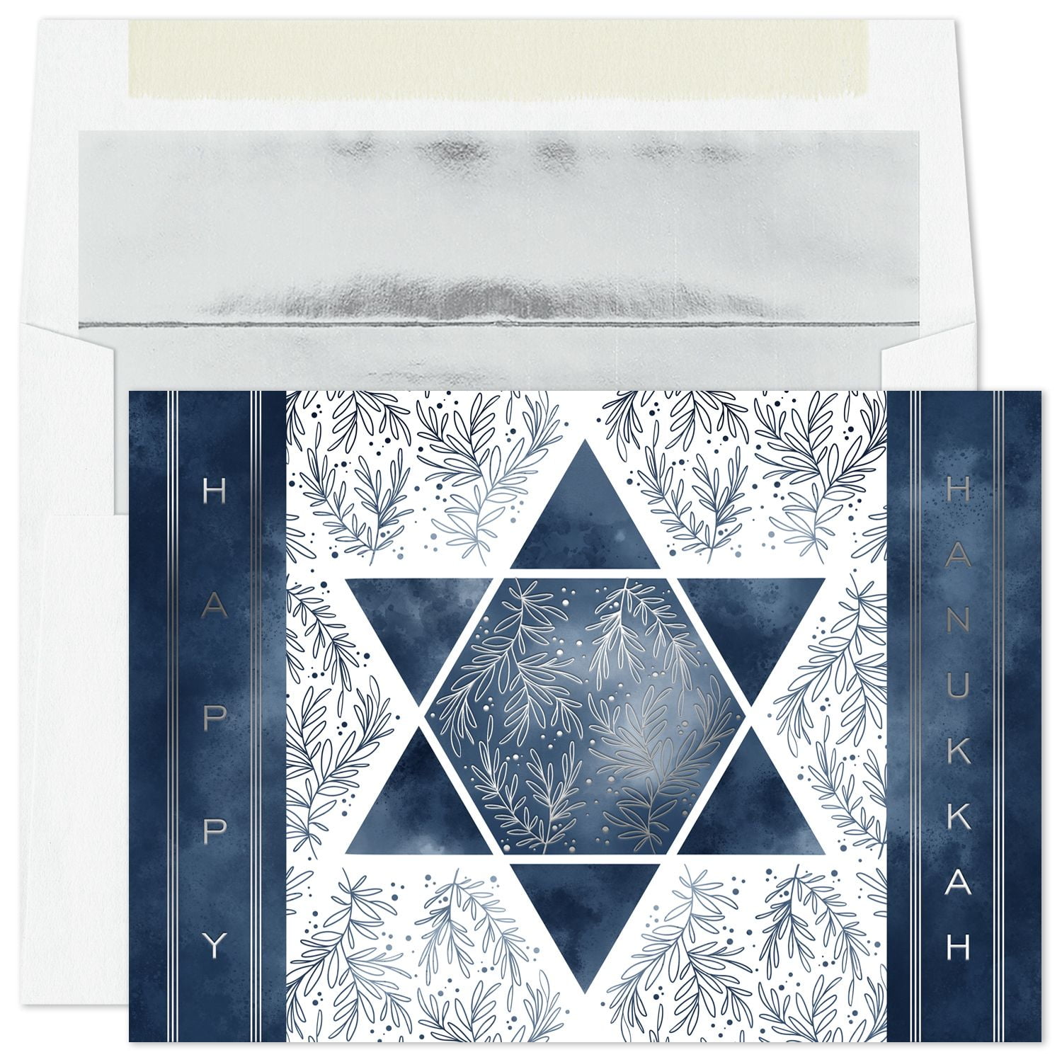 JAM Paper Hanukkah Cards & Matching Envelopes Set, Floral Star of David, 16/Pack