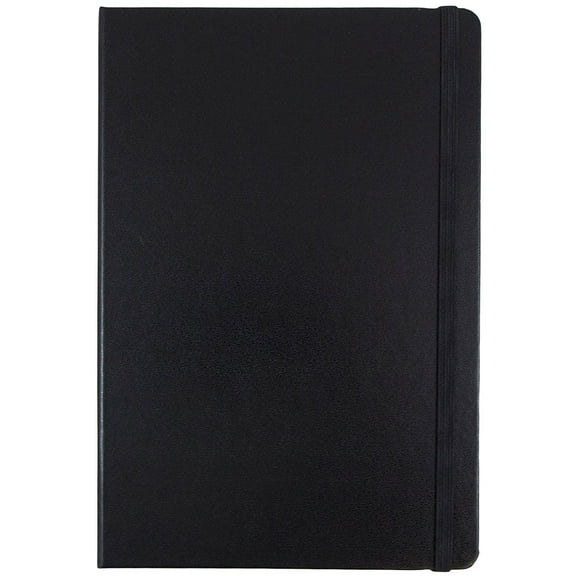 JAM Paper Hardcover Notebook with Elastic Band, 1/Pack, Black, Large, 5 7/8 x 8 1/2, 100 Lined Sheets