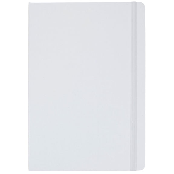 JAM Paper Hardcover Notebook with Elastic Band, 1/Pack, White, Large, 5 7/8 x 8 1/2, 100 Lined Sheets