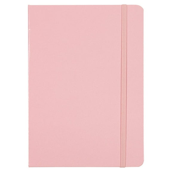 JAM Paper Hardcover Notebook with Elastic Band, Baby Pink, Large, 5 7/8 x 8 1/2 in, 1/Pack