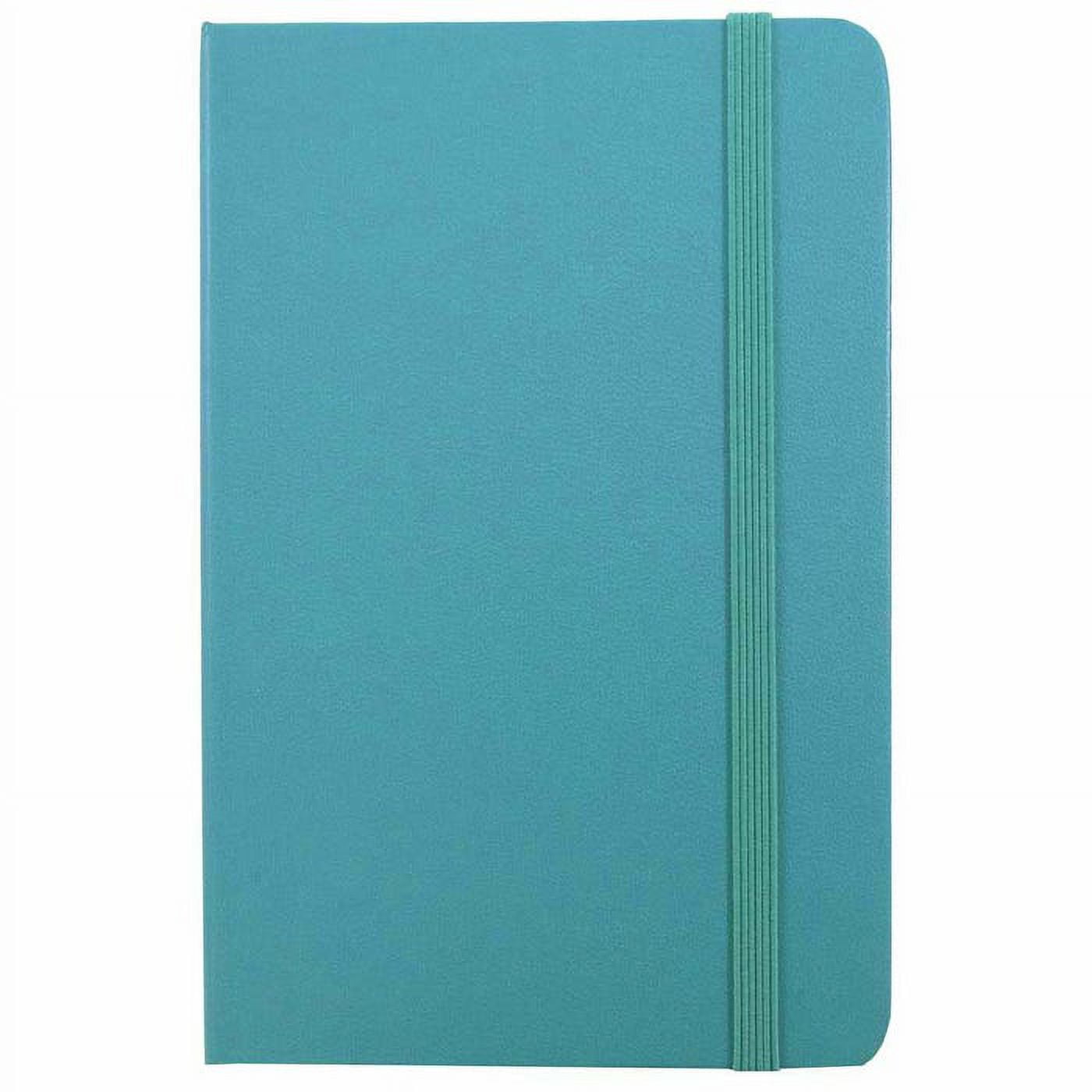 JAM Paper Hardcover Notebook with Elastic Band, Travel Size Journal, 4 x 6, Caribbean Blue, 70 Lined Sheets, Sold Individually