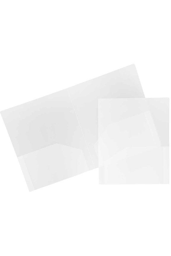 Heavy Duty Plastic 2 Pocket School Folders, Clear, 3/Pack