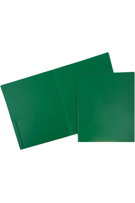 Heavy Duty Plastic 2 Pocket School Folders, Green, 3/Pack